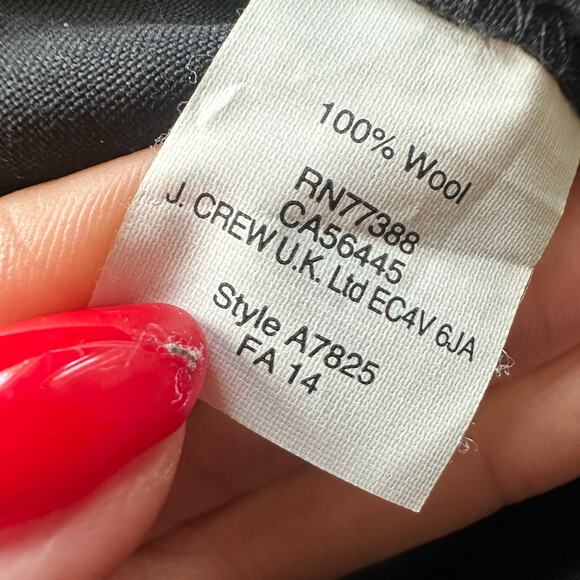 J.Crew Black, Light Wool, Flared, Work Pants- 0 - Picture 4 of 11